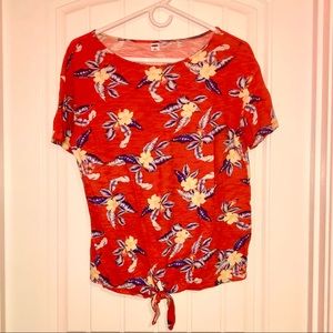 Orange Floral Short Sleeve Women’s Shirt